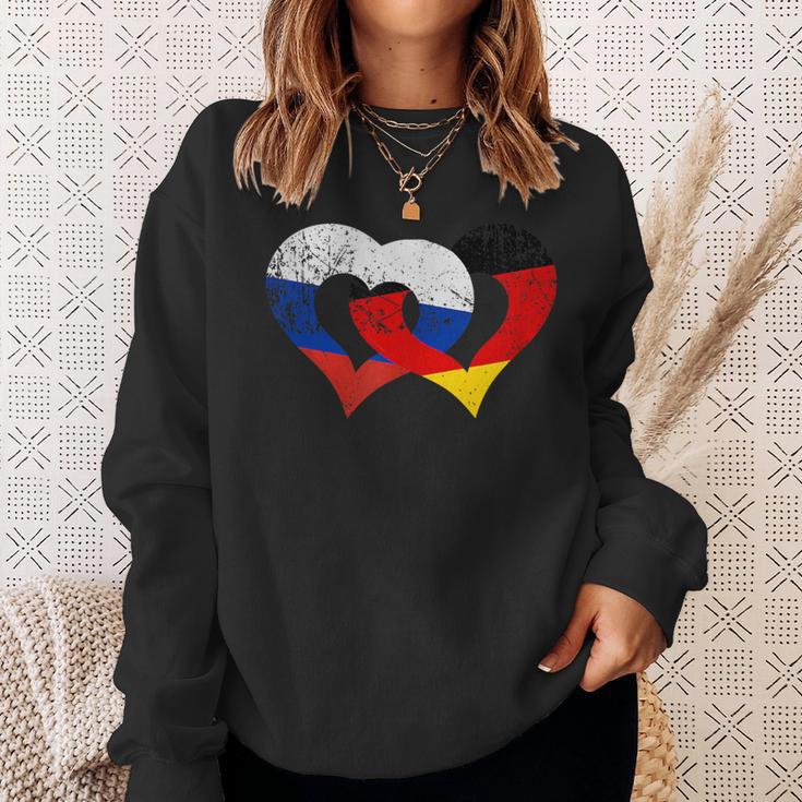 Deutschland Russland Freundschaft Frieden Herzkette Sweatshirt Geschenke für Sie