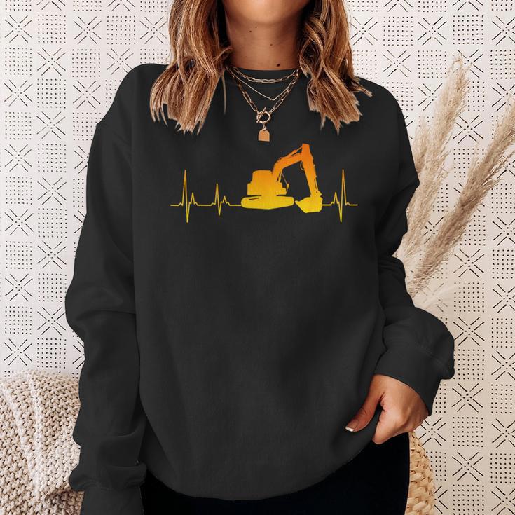 Digger Driver Digger Driver Heartbeat Ecg Heart Rate Sweatshirt Geschenke für Sie