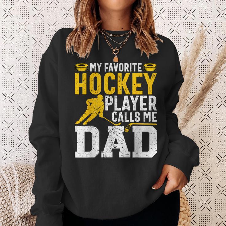 My Favorite Hockey Player Call Me Dad Ice Hockey Dad Sweatshirt Geschenke für Sie