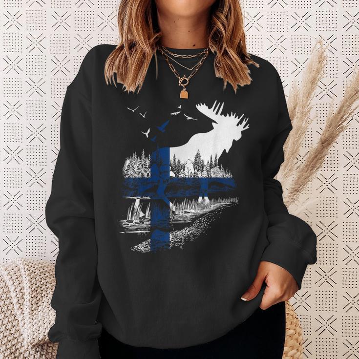 Finland Flag Elk Finland Sweatshirt Geschenke für Sie