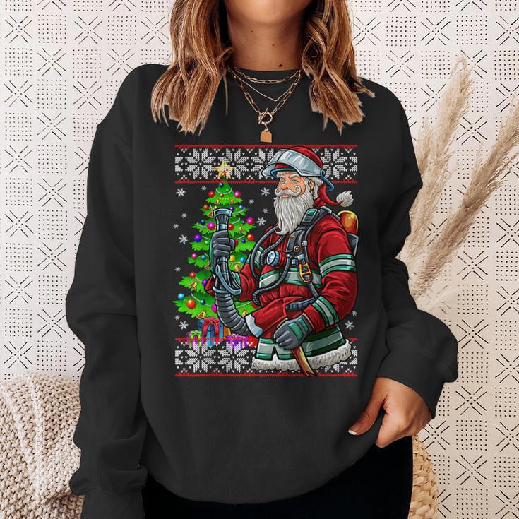 Fireman Santa Claus Fire Brigade Ugly Christmas Sweatshirt Geschenke für Sie