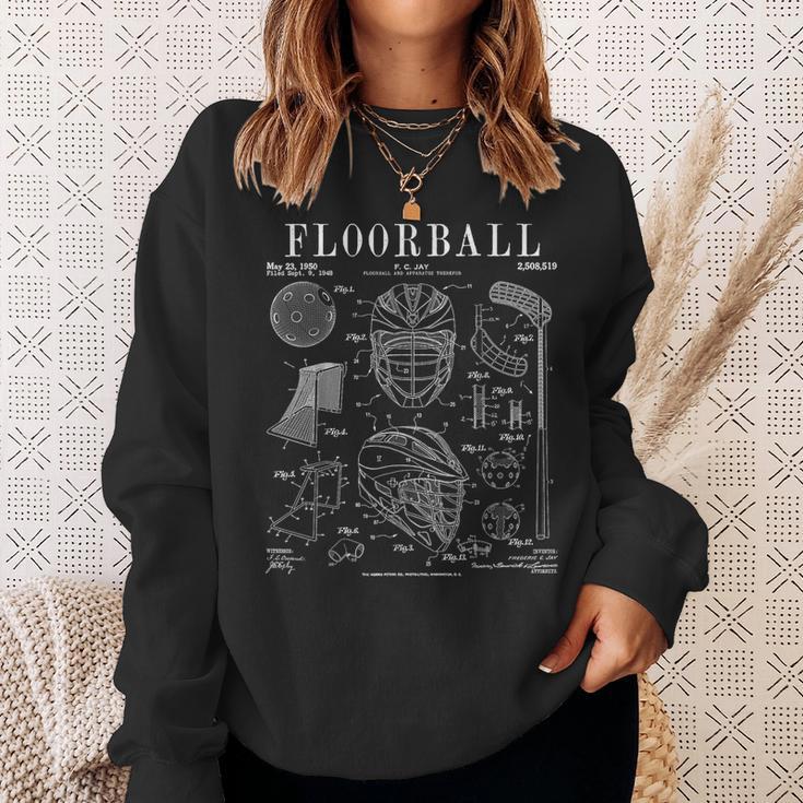 Floorball Player Stick Goalie Sportintage Lacquer Print S Sweatshirt Geschenke für Sie