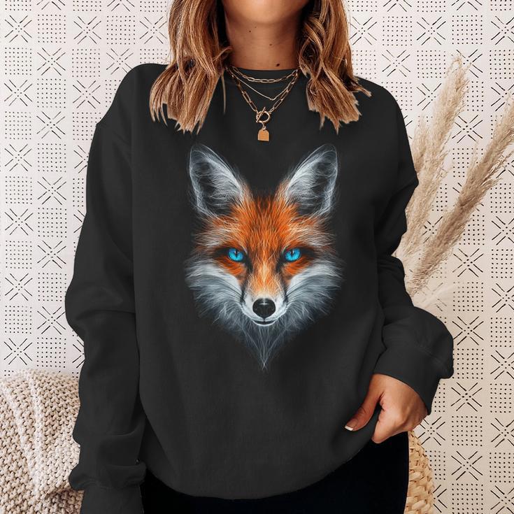 Fox Animal Blue Eyes Illustration Fox Sweatshirt Geschenke für Sie