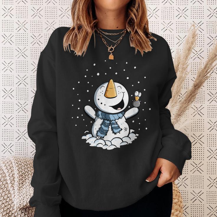 Froher Schneemann Im Schnee Winter Sweatshirt Geschenke für Sie