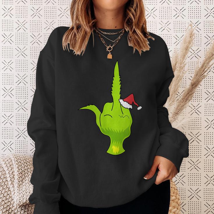 Green Hand Middle Finger Santa Sweatshirt Geschenke für Sie