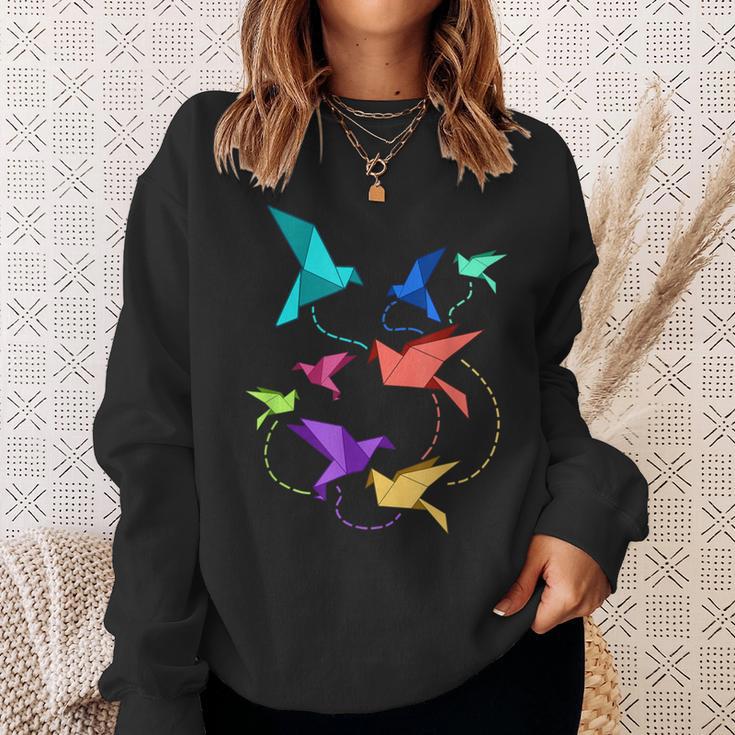 Origami Birds Pleated Kirigami Paper Crane Bird Sweatshirt Geschenke für Sie