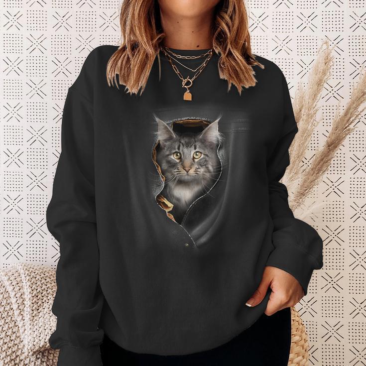 Pocket With Maine Coon Cat Motif Sweatshirt Geschenke für Sie