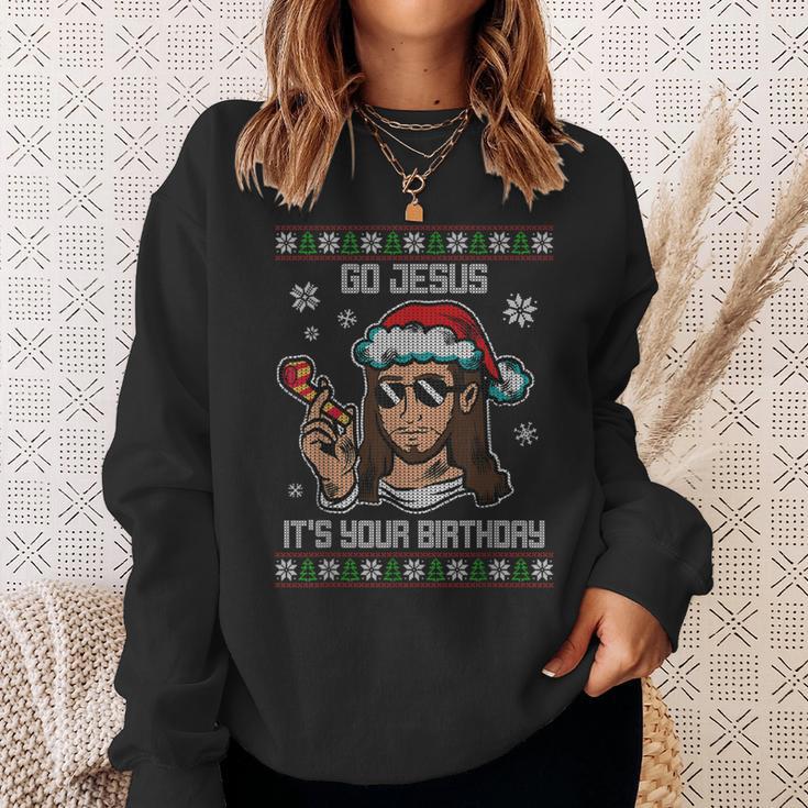 Go Jesus Birthday Ugly Christmas Sweater Christmas Jumper Sweatshirt Geschenke für Sie