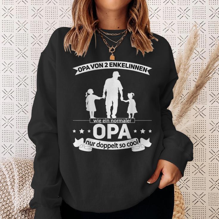 Grandpaon 2 Enkelinnen Opa Hoch 2 Opa Mit Zwei Grandkelterter Sweatshirt Geschenke für Sie