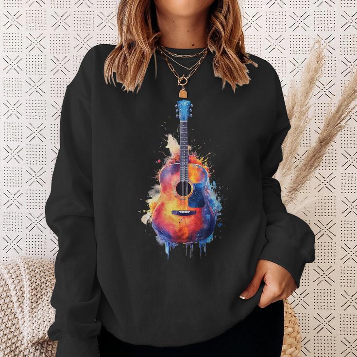 Guitar Splash Watercolour For Guitarists Electric Guitars Sweatshirt Geschenke für Sie