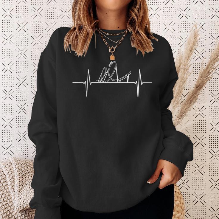 Herzschlag Achterbahn Herzfrequenz Freizeitpark Ekg Puls Sweatshirt Geschenke für Sie