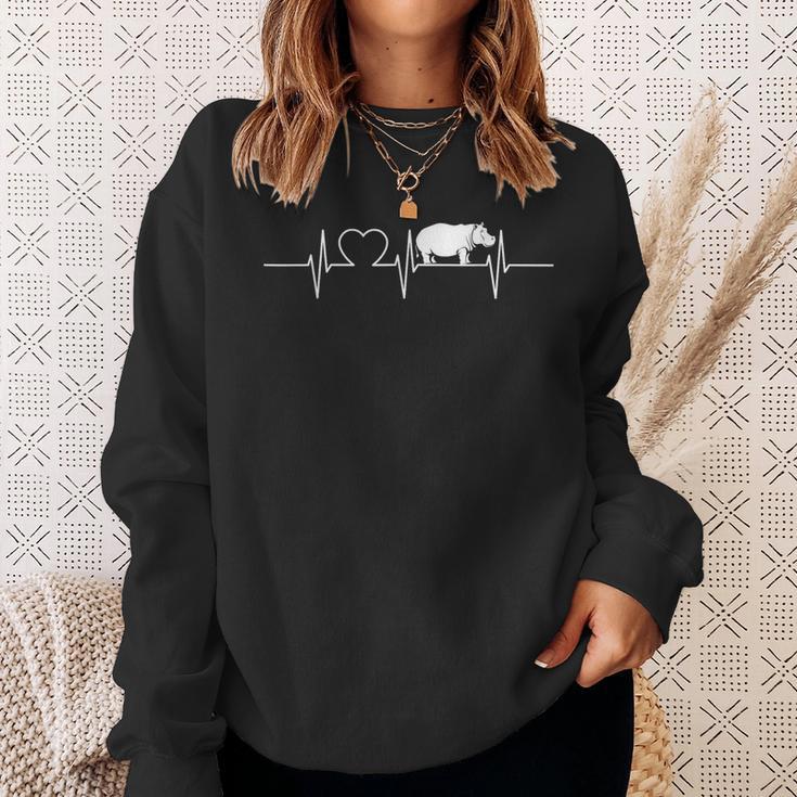 Hippo Heartbeat Hippo Hippo Sweatshirt Geschenke für Sie