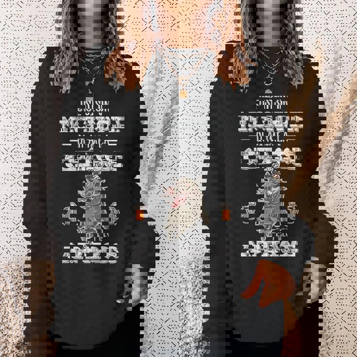 Homme Humour Chasseur Sanglier J'aime La Chasse Et L'apéro Sweater e Cadeaux pour elle