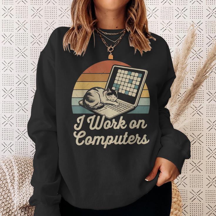 Ich Arbeite Am Computer Cat Kitty Kitten Cat Meme Sweatshirt Geschenke für Sie