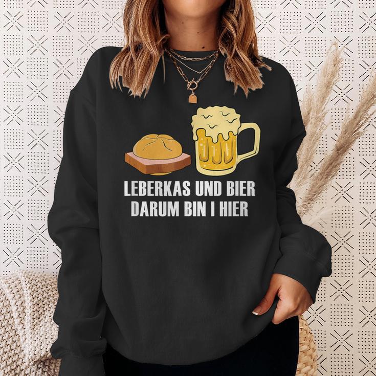 Leberkas Und Bier Darum Bin I Hier Leberkäse Sauf Slogan Sweatshirt Geschenke für Sie