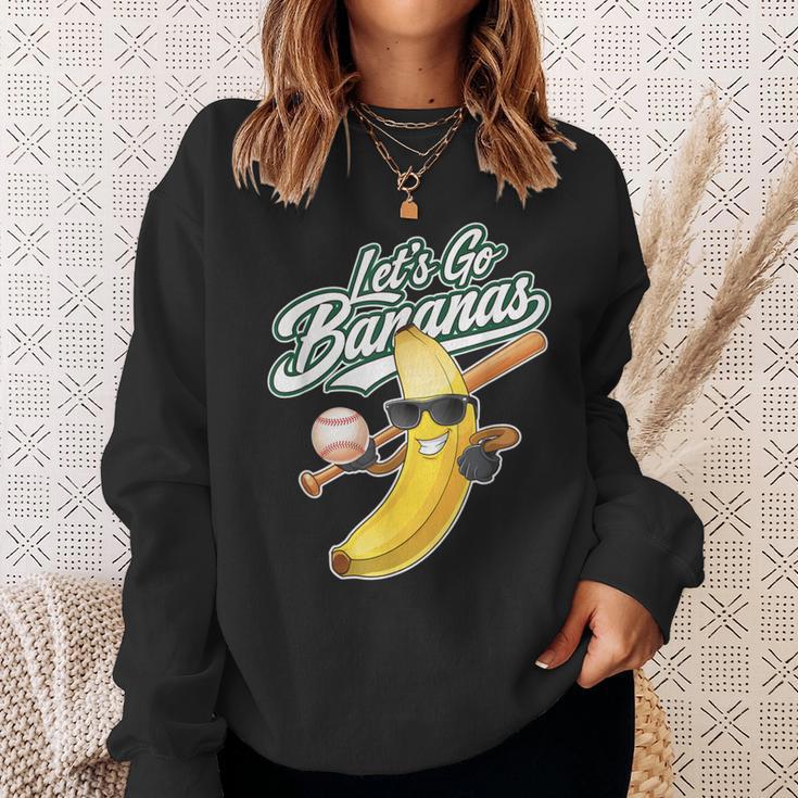 Let's Go Bananas Playing Baseball Baseball Player Sweatshirt Gifts for Her