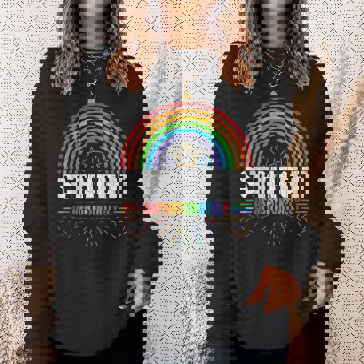LGBTQ Gay Lesbian Straight Unfortunately Pride Graphic Sweatshirt Gifts for Her