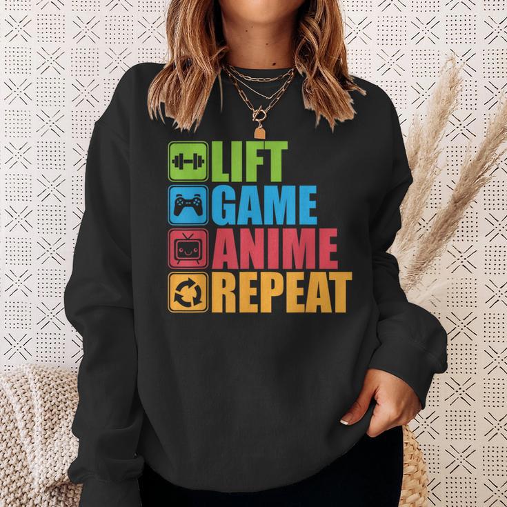 Lift Anime Game Repeat Gym For Geeks And Nerds Sweatshirt Geschenke für Sie