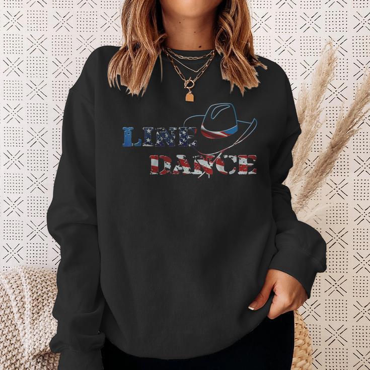 Line Dance Cowboy Hat Usa Flag S Sweatshirt Geschenke für Sie