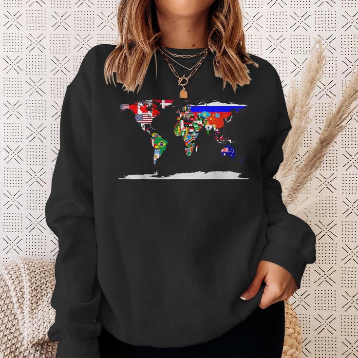 Mapa Del Mundo Y Banderas De Los Países Del Mundo Camisa de entrenamiento Regalos para ella