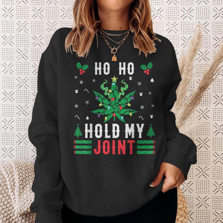 Marijuana Ho Ho Hold My Joint Ugly Christmas Jumper Sweatshirt Geschenke für Sie