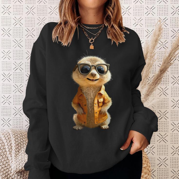 Meerkat With Sunglasses Animal Lovers Cute Surikate Sweatshirt Geschenke für Sie