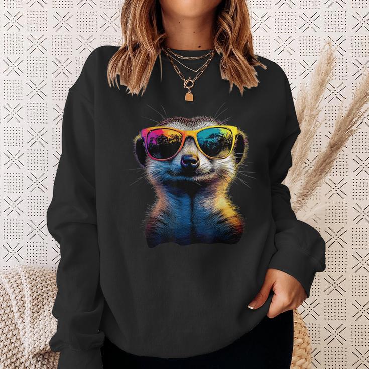 Meerkat With Sunglasses Colourful Popart Cute Meerkat Sweatshirt Geschenke für Sie