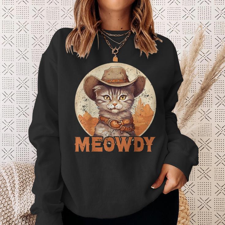 Meowdy Cat Meow Cowboy Hat Country Music Texas Sweatshirt Geschenke für Sie