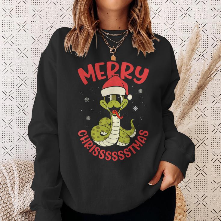 Merry Chrisssstmas Snake Cute Snake Christmas Sweatshirt Geschenke für Sie