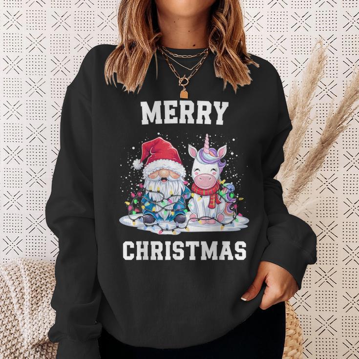 Merry Christmas Santa Hat Gnome Unicorn Xmas Party Christmas Sweatshirt Geschenke für Sie