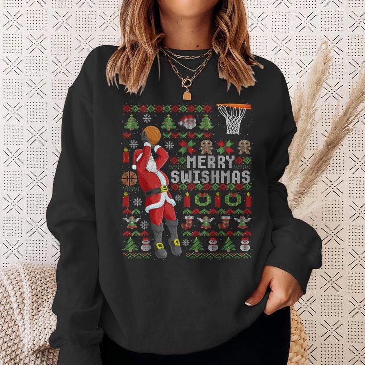 Merry Swishmas Ugly Christmas Basketball Christmas Sweatshirt Geschenke für Sie