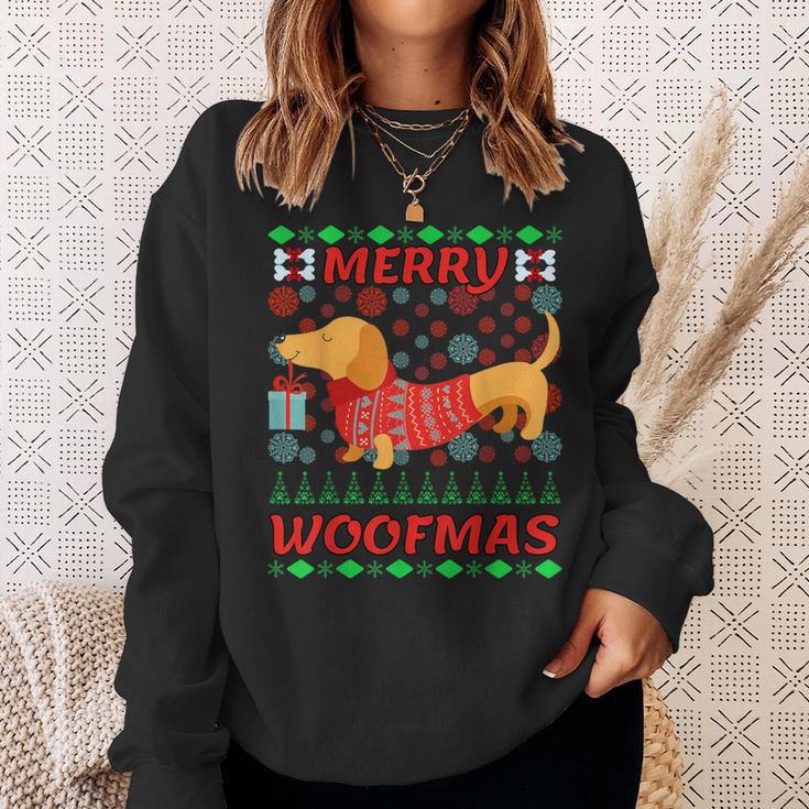 Merry Woofmas Dachshund Christmas Jumper Sweatshirt Geschenke für Sie