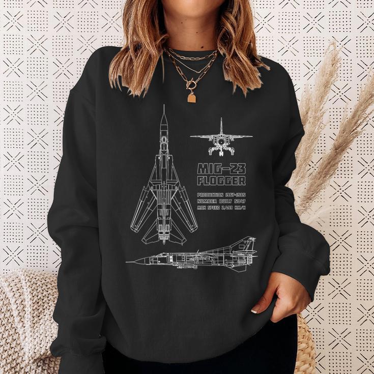 Mig-23 Russian Jet Fighter Plane Flogger Blue Pause Sweatshirt Geschenke für Sie