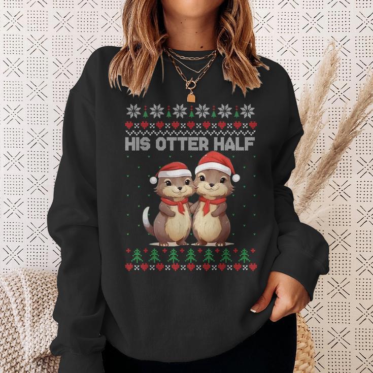 Her Otter Half His Otter Half Christmas Ugly Sweater Couple Sweatshirt Geschenke für Sie