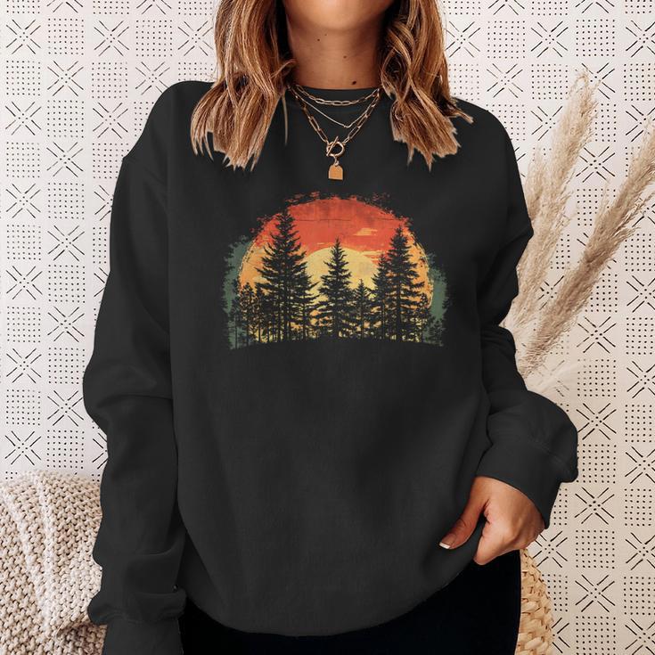 Outdoor Tree Nature Lovers Sunset Retro Forest Sweatshirt Geschenke für Sie