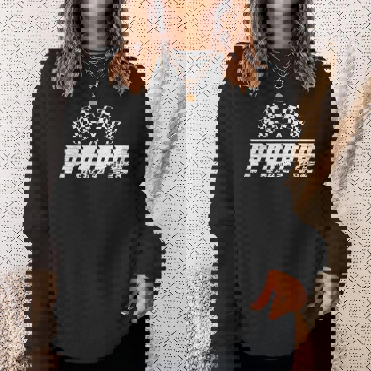 Papa Pit Crew Family Racing Birthday Race Car Sweatshirt Gifts for Her