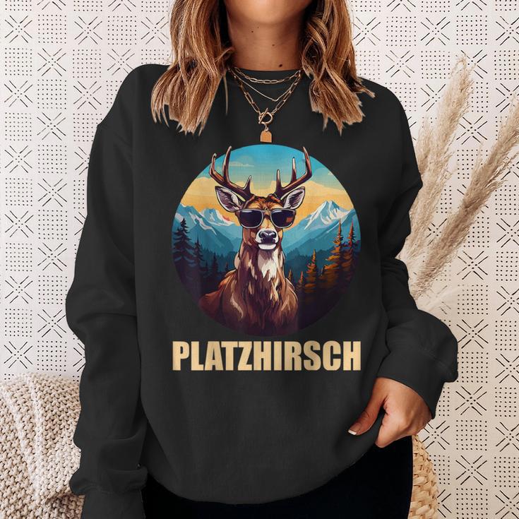 Platzhirsch Beim Wandern Berge Sweatshirt Geschenke für Sie