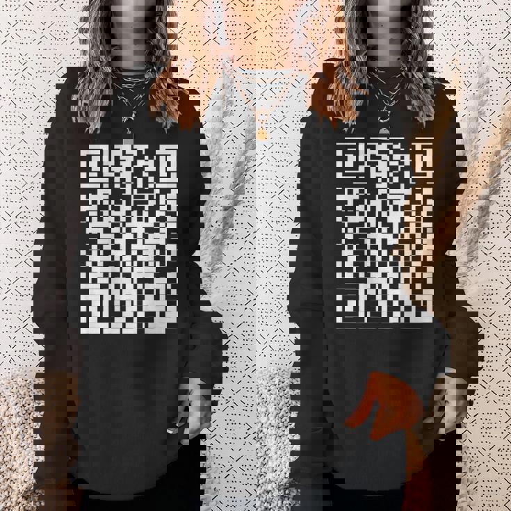 Qr Scan Code Adult Sarcasm Humor F-Ck You Fu Back Print Pull Sweatshirt Gifts for Her