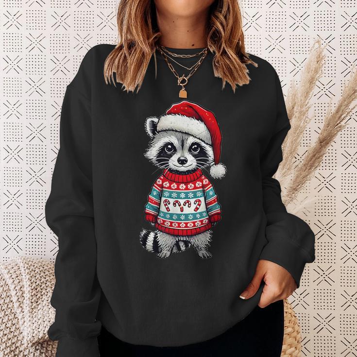 Raccoon Ugly Sweater Santa Hat Christmas Sweatshirt Geschenke für Sie