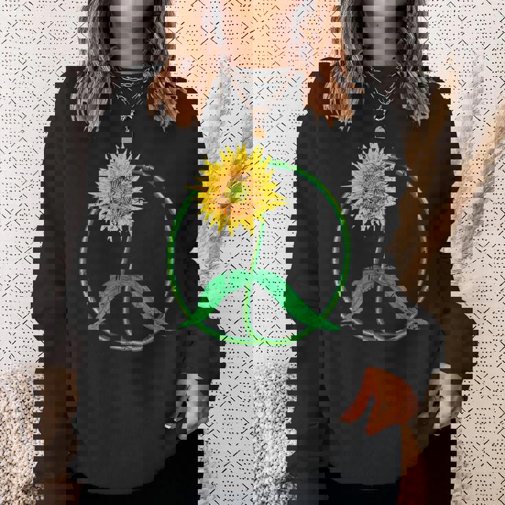 Signe De Paix Tournesol 60S 70S Hippie Fleur Symbole De Paix Sweater e Cadeaux pour elle
