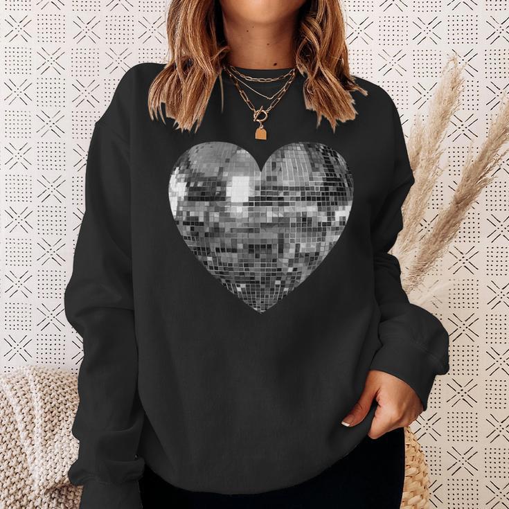 Silver Disco Ball Heart Sweatshirt Geschenke für Sie