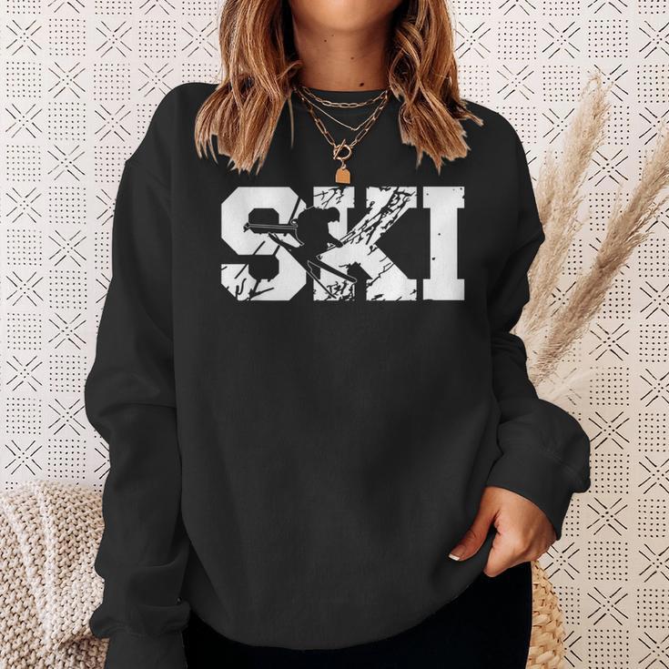 Ski Fahren Alpen Piste Ski Skiurlaub Berge Sweatshirt Geschenke für Sie