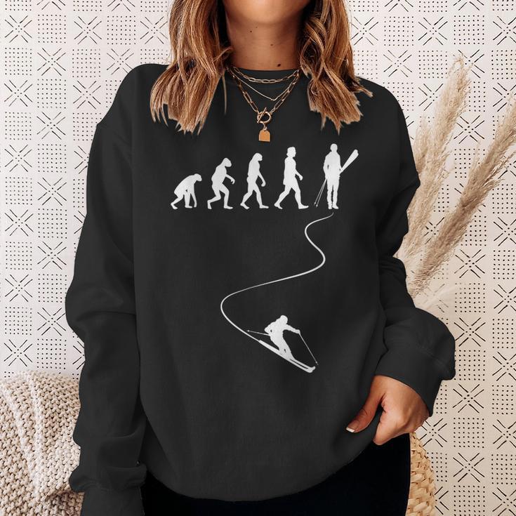 Skifahren Wintersport Skiliebhaber Evolution Des Skifahrers Sweatshirt Geschenke für Sie