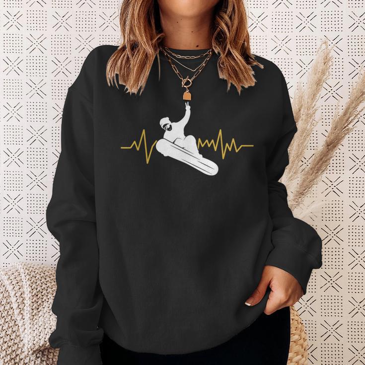 Snowboard Ekg Heartbeat Snowboarding Sweatshirt Geschenke für Sie