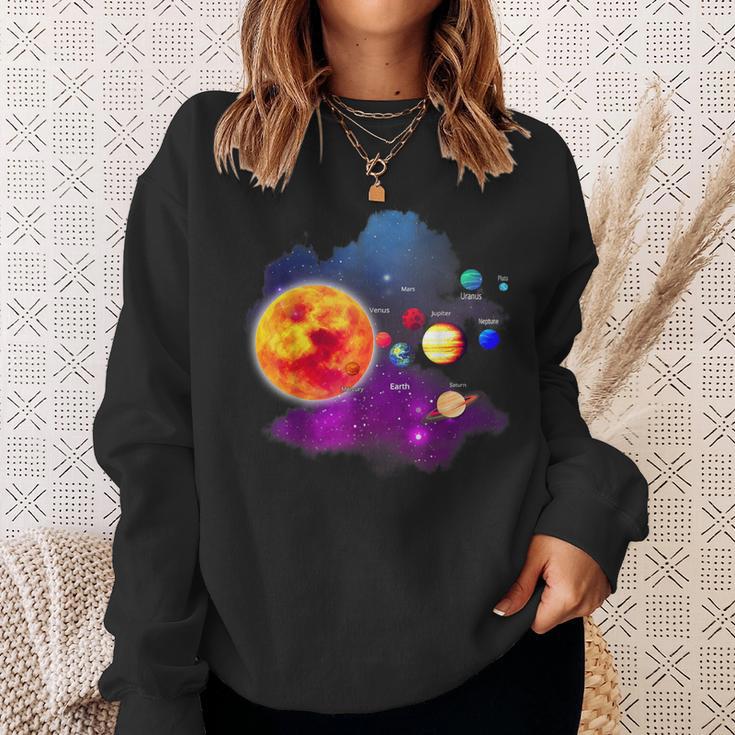 Solar System Motif With Sun Planets Stars Galaxies Sweatshirt Geschenke für Sie