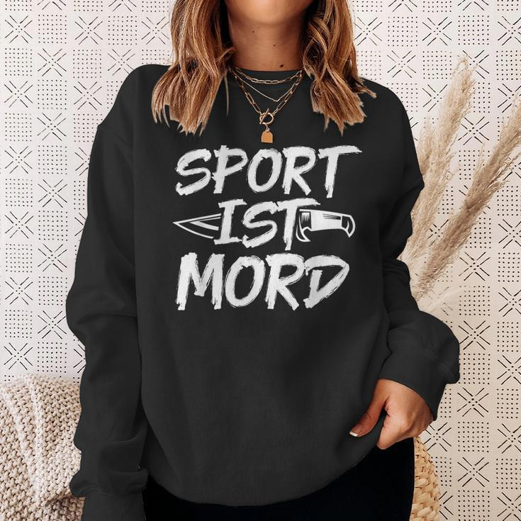 Sport Ist Mord Anti Unsporty Knife Lazy Retro Sweatshirt Geschenke für Sie