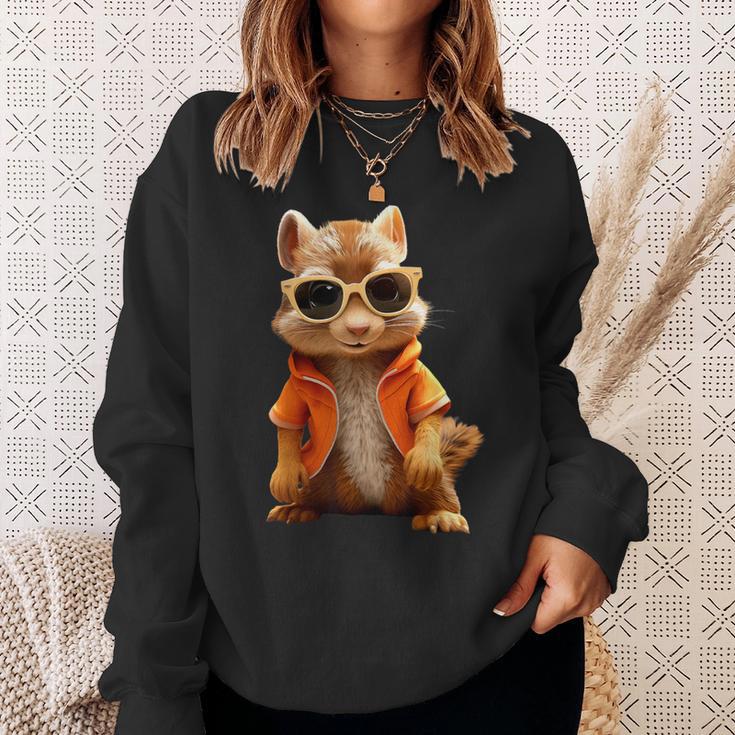 Squirrel With Sunglasses Animal Lovers Cute Rodent Sweatshirt Geschenke für Sie