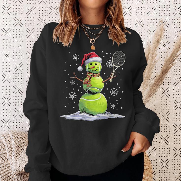 Tennis Snowman Tennis Player Santa Hat Christmas Sweatshirt Geschenke für Sie