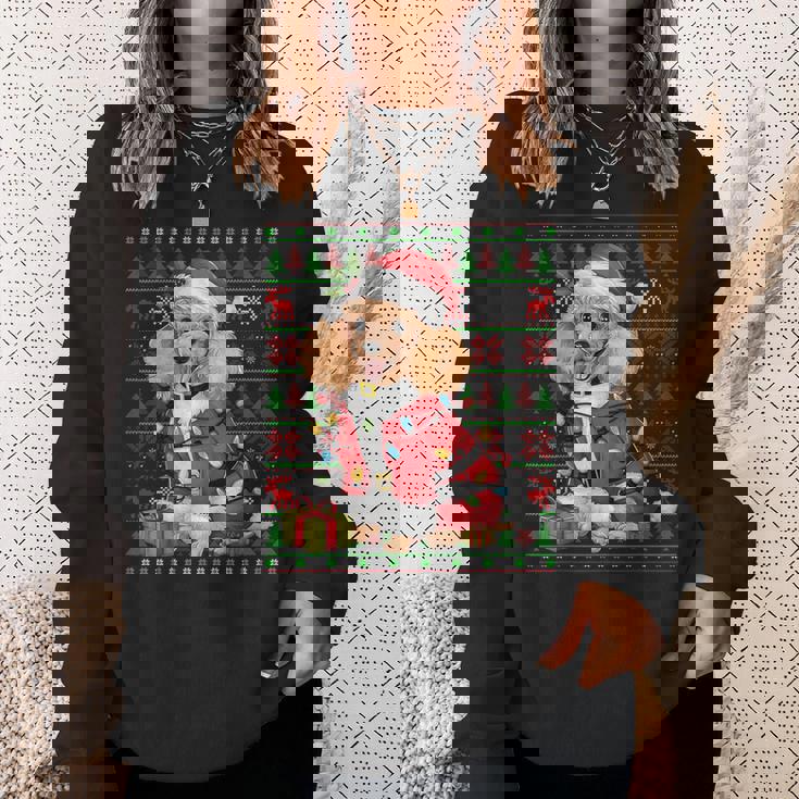 Toy Poodle Dog Xmas Lights Ugly Santa Toy Poodle Christmas Sweatshirt Gifts for Her