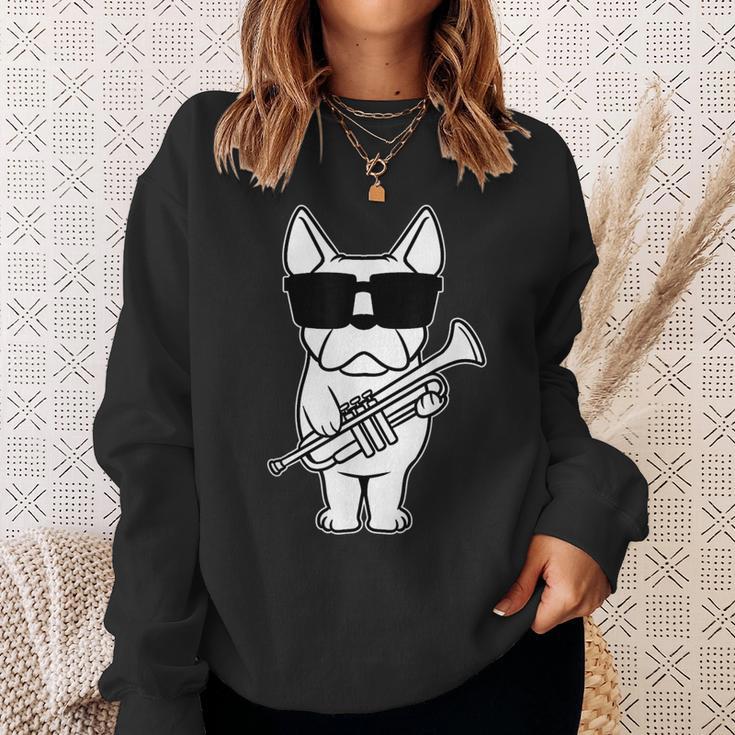 Trumpet Player Brass Musician Dog With Trumpet Sweatshirt Geschenke für Sie